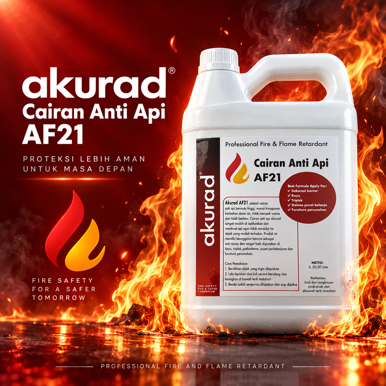 Akurad Cairan Anti Api AF21 Fire & Flame Retardant